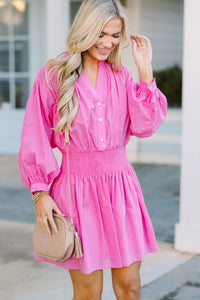pink dresses, long sleeves dresses, casual spring dresses