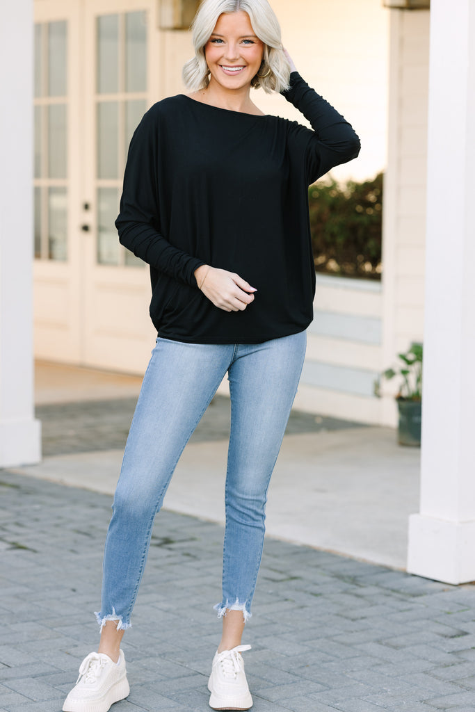New To You Black Batwing Top Shop the Mint