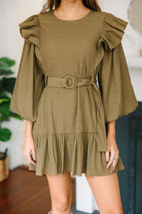 In Your Heart Olive Green Textured Dress