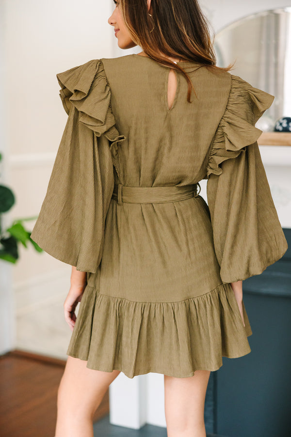 In Your Heart Olive Green Textured Dress