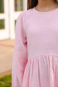 Girls: Live Free Pink Cotton Dress