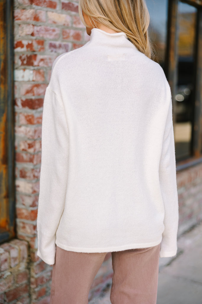 white sweater mock neck