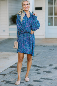 Find A Way Teal Blue Abstract Dress