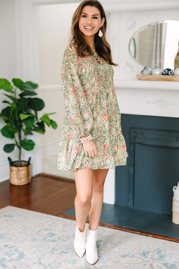 All For Love Olive Green Floral Dress – Shop the Mint