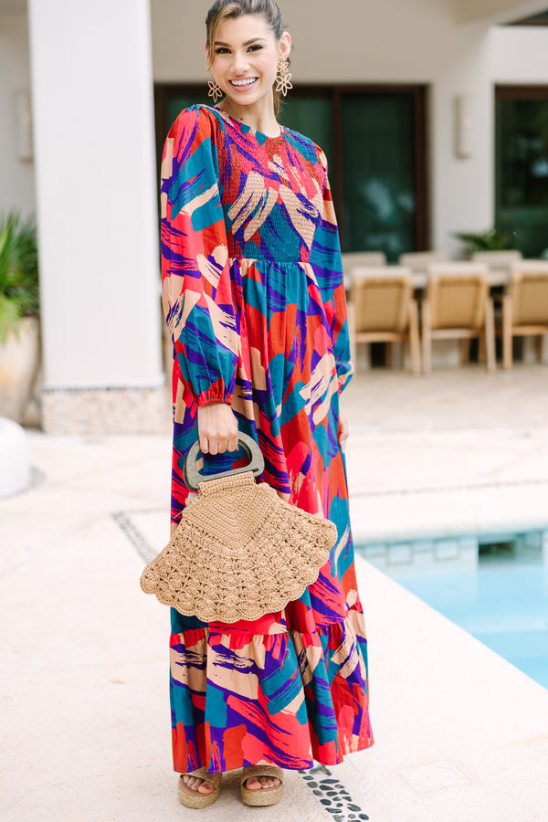 Dreaming Of The Day Red Tropical Maxi Dress