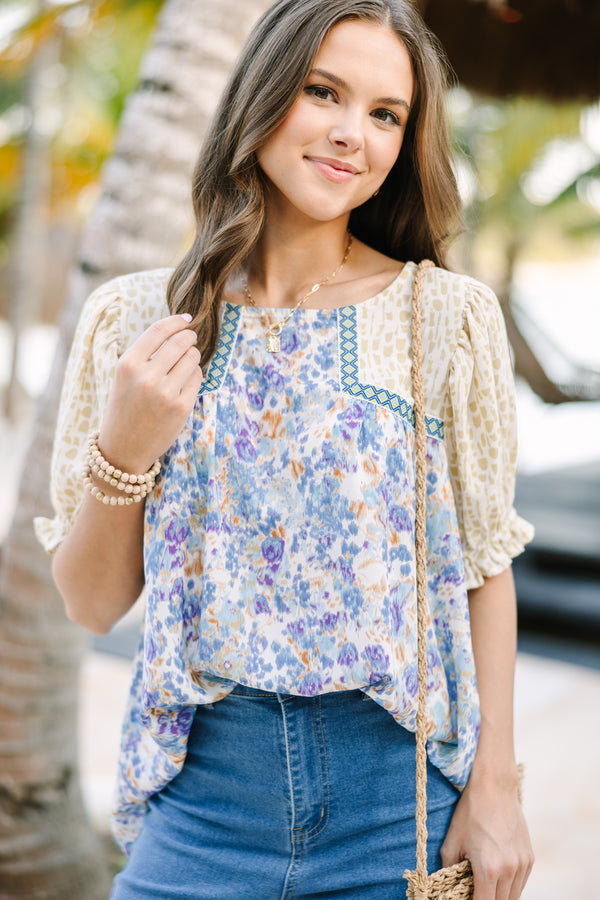 All About You Blue Floral Blouse