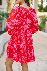Can't Be Outdone Red Floral Babydoll Dress
