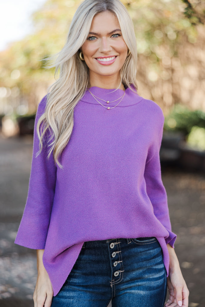 Just A Feeling Purple Mock Neck Sweater – Shop the Mint