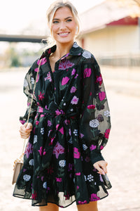 Fate: It's Your World Black Floral Dress