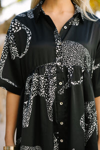 Good Ideas Cream Black Leopard Print Babydoll Dress