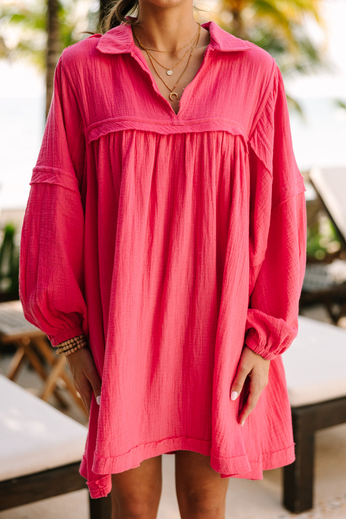 pink babydoll dress long sleeve Positive Perceptions Pink Babydoll Dress