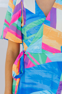Story To Tell Blue Abstract Midi Dress