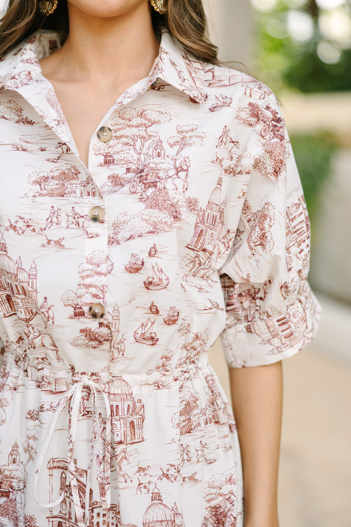 Clover Shirt Dress / Lilac + Vintage White Toile Print Cotton Voile main image 1