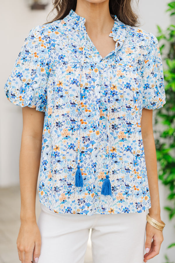 Remember You Well Blue Floral Blouse