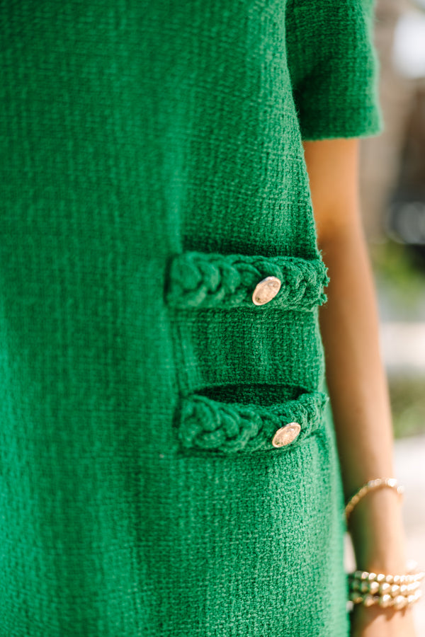 Ask You Out Green Tweed Shift Dress