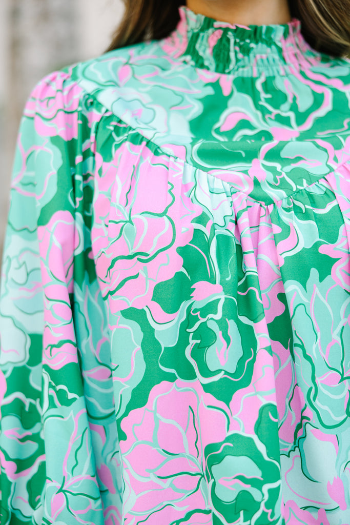 green leaf blouse set