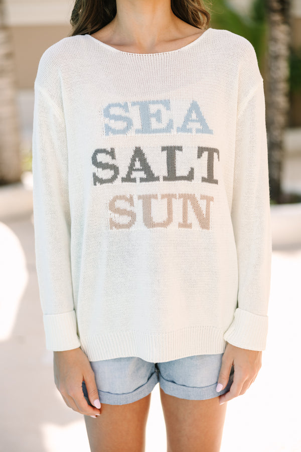Sea Salt Sun White Graphic Sweater