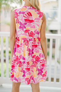All For It Fuchsia Pink Floral Dress