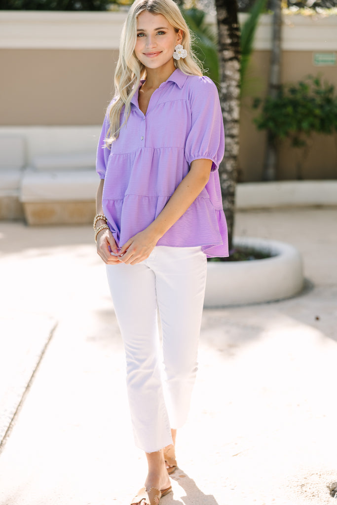 シャツ+ブラウス(半袖+袖なし) BayBee lace tiered blouse (lavender) 111462.Beyond-Compare-Lavender