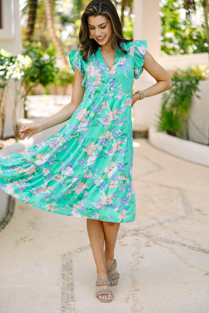 Tell Me More Green Floral Midi Dress – Shop the Mint