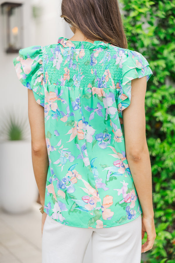 Day Dreaming Green Floral Blouse