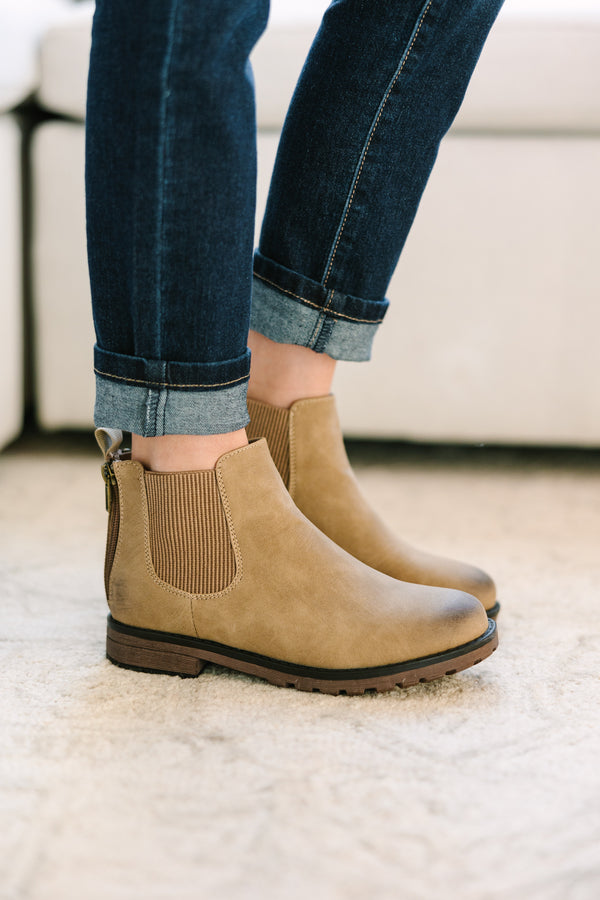 Girls: On The Right Track Taupe Booties