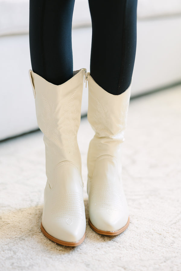 Girls: On Your Way Cream White Boots