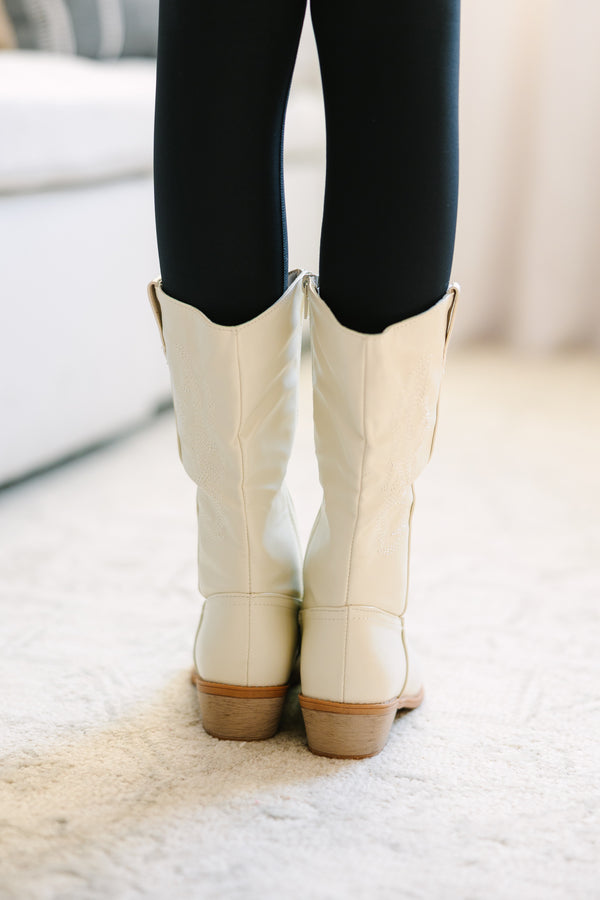 Girls: On Your Way Cream White Boots