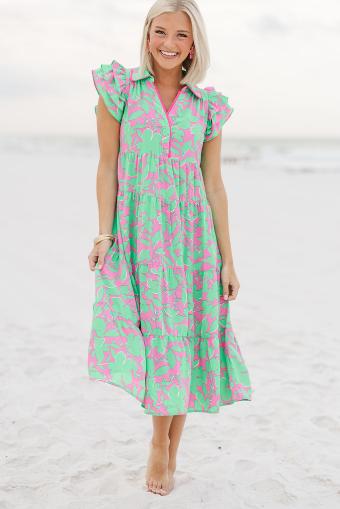 What You Need Sea Green Floral Midi Dress – Shop the Mint
