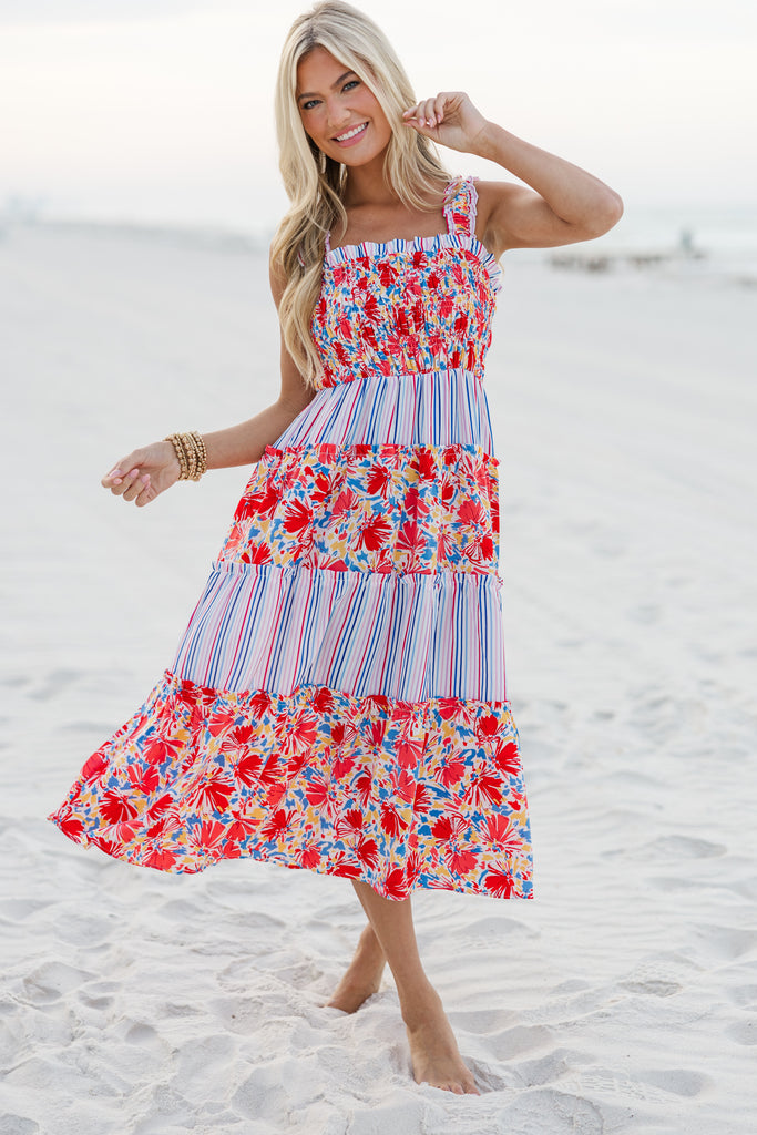 Just For Us Red Mixed Print Midi Dress – Shop the Mint