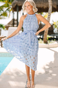 Living For You Perwinkle Blue Floral Midi Dress