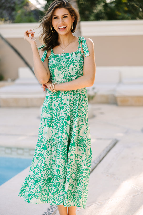 What It's All About Green Floral Midi Dress