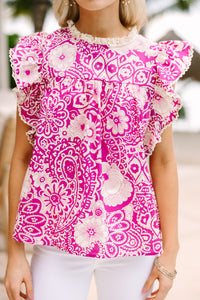 Find Your Way Magenta Pink Floral Blouse