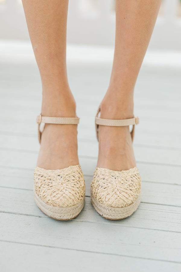 What A View Natural Espadrille Wedges