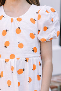 Girls: Living The Dream White Orange Print Dress