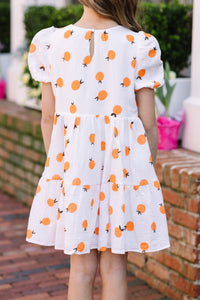 Girls: Living The Dream White Orange Print Dress