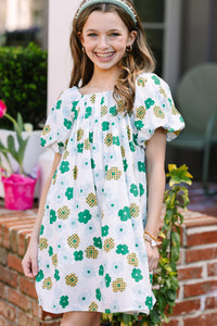 Girls: Talk Of The Town Green Floral Babydoll Dress