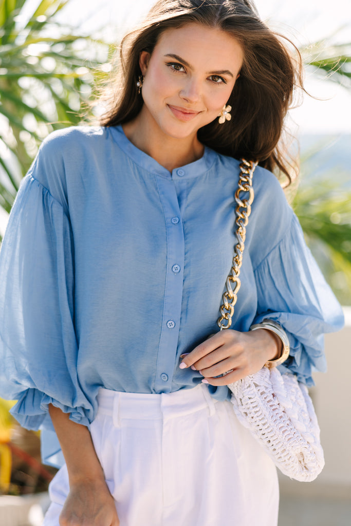 Fate: Far From Over Light Blue Puff Sleeve Blouse – Shop the Mint