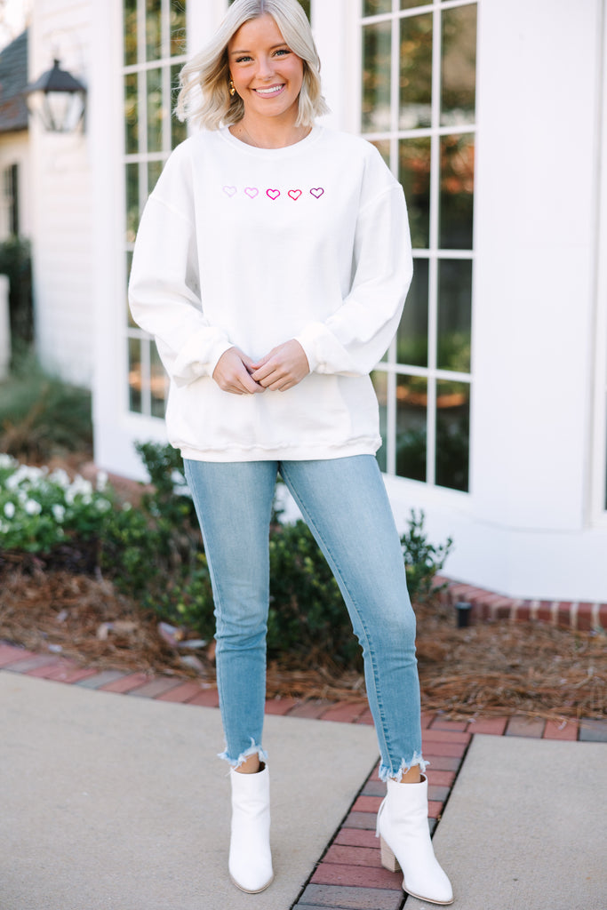 I Heart You White Embroidered Sweatshirt Shop the Mint