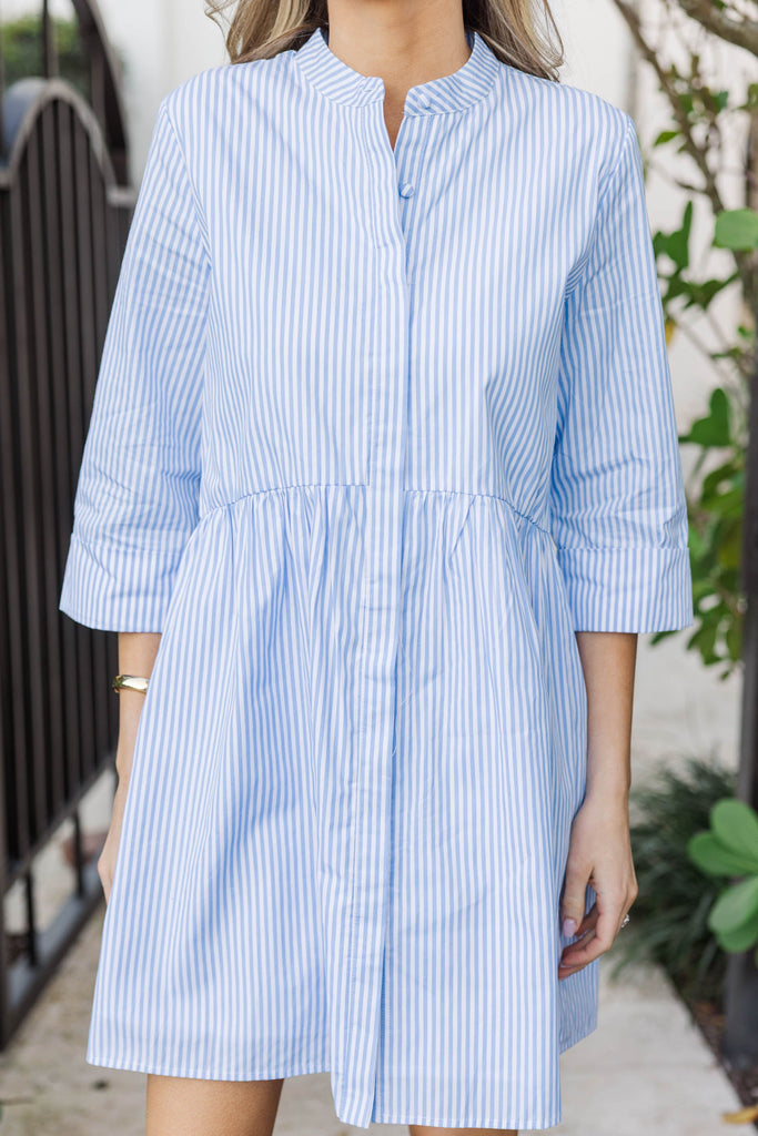 Always The One Blue Striped Shirt Dress Always The One Blue Striped Shirt Dress