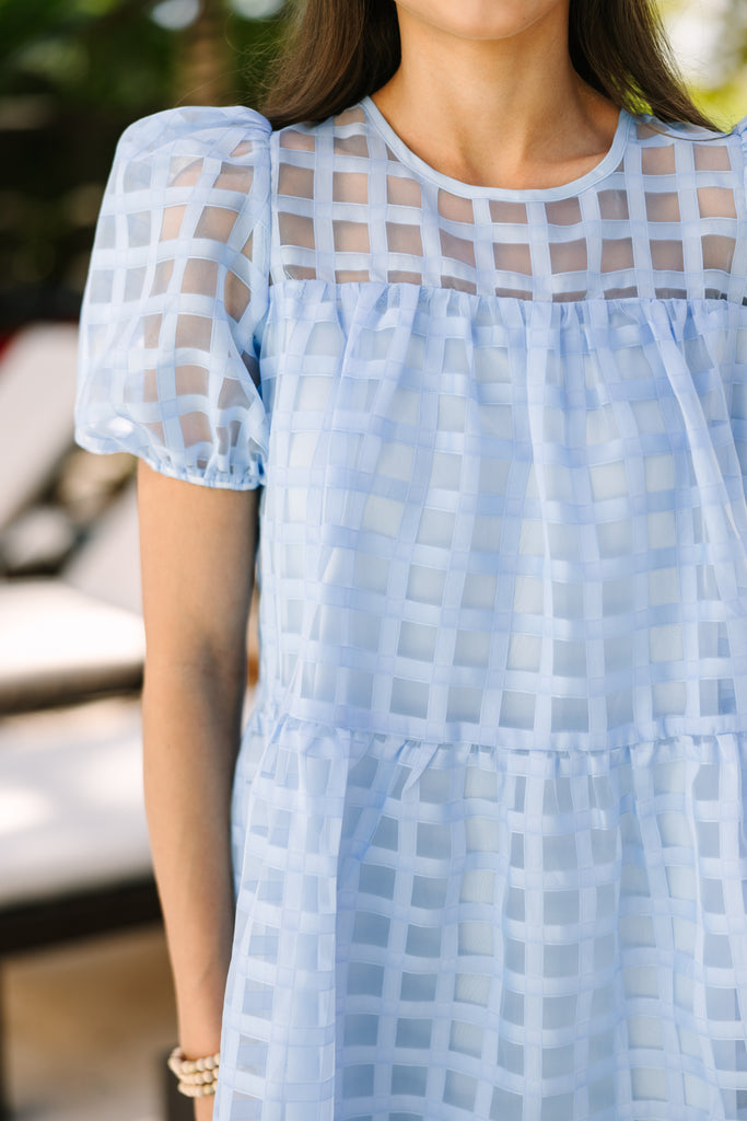 All My Life Light Blue Textured Babydoll Mini Dress – Shop the Mint