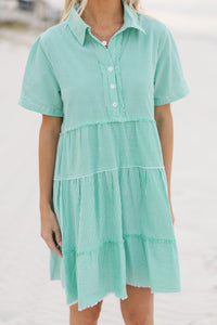All You Need To Hear Green Striped Babydoll Dress