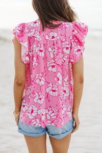 Clear Your Mind Pink Floral Blouse