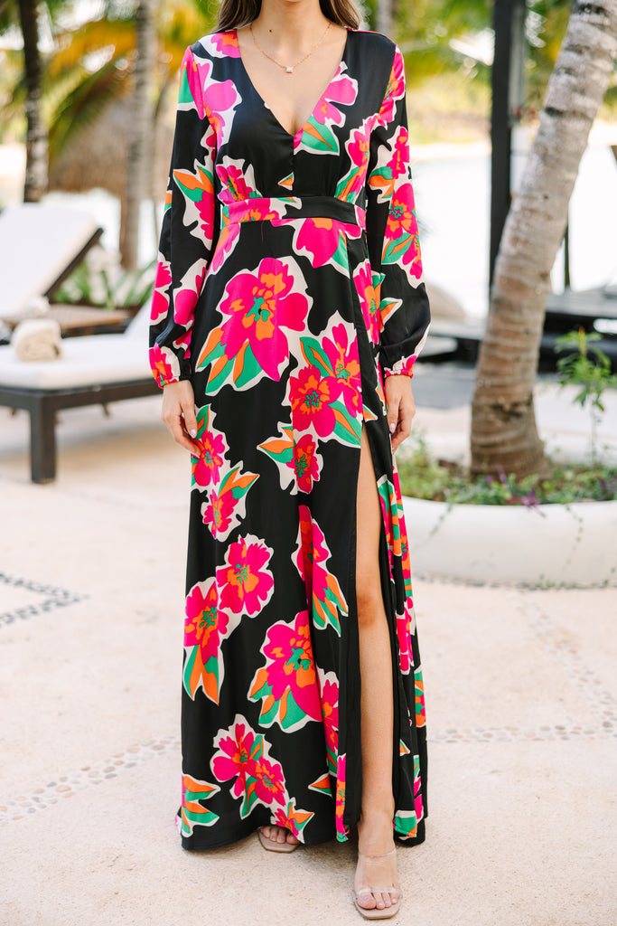Just Feels Right Black Floral Maxi Dress, Medium - The Mint Julep Boutique