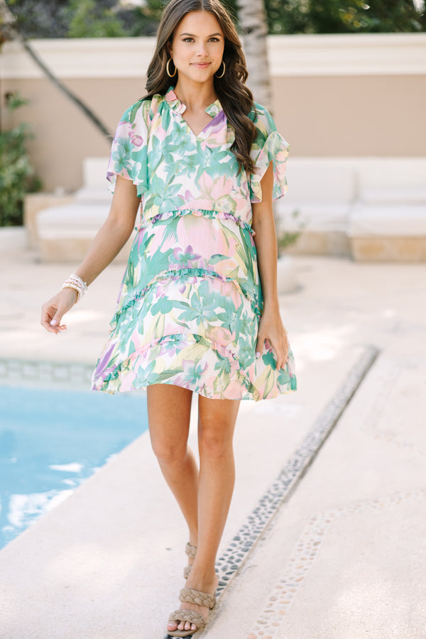 Perfectly You Green Floral Babydoll Dress