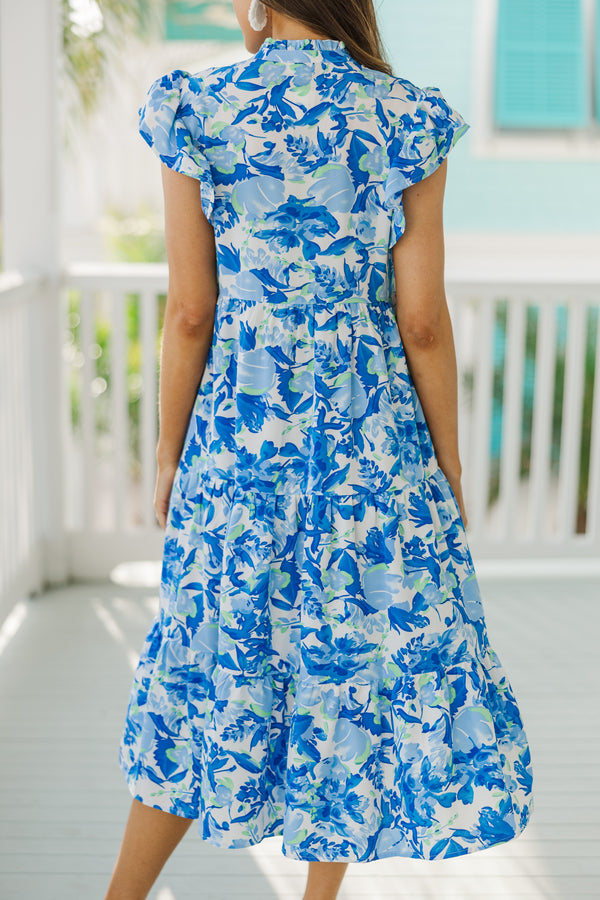 Real Love Navy Blue Floral Midi Dress