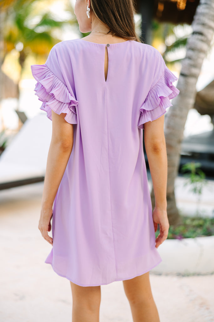 What A Vision Lavender Purple Ruffled Dress, Large - The Mint Julep Boutique