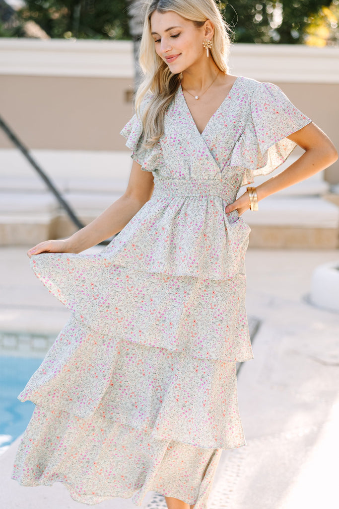 What's On Your Mind Mint Green Floral Maxi Dress