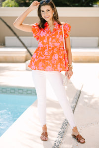 Worth Your While Orange Floral Blouse