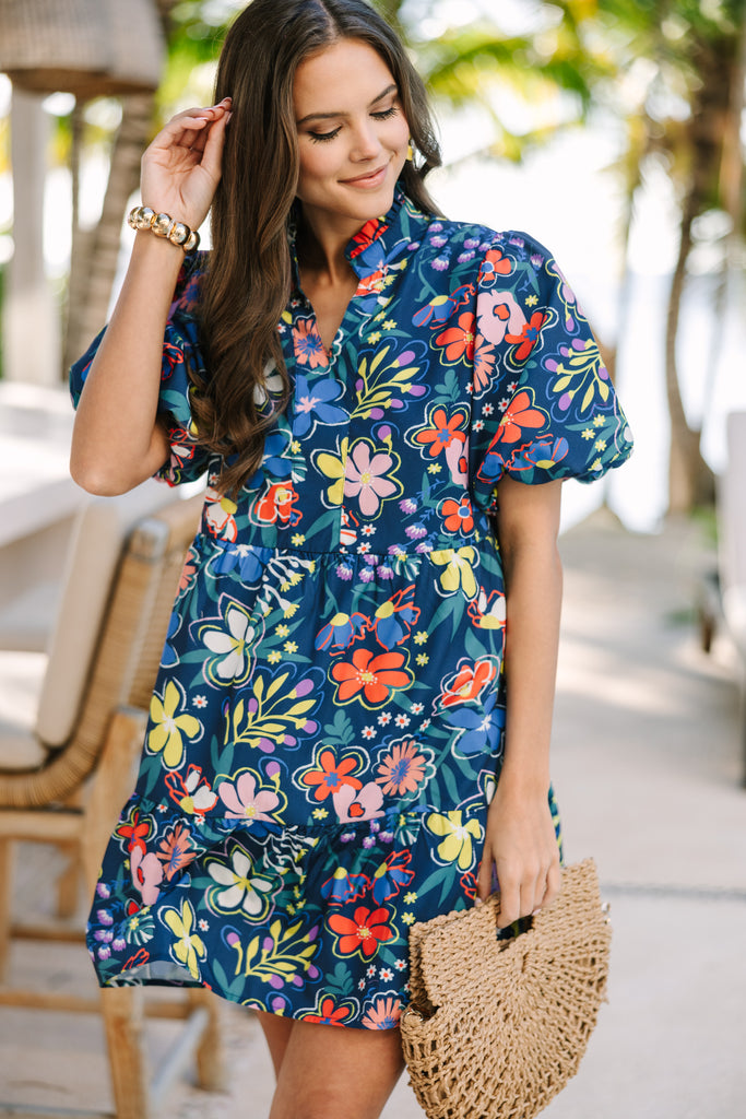 babydoll shirt dress When You Know Navy Blue Floral Babydoll Dress